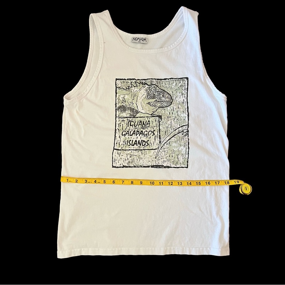White graphic print Iguana Galapagos Islands Tank Top